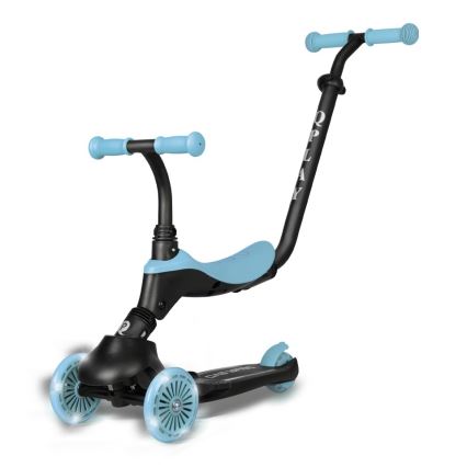 QPlay - Trotinetă pentru copii SEMA EVO 5 în 1 cu roți LED, albastru