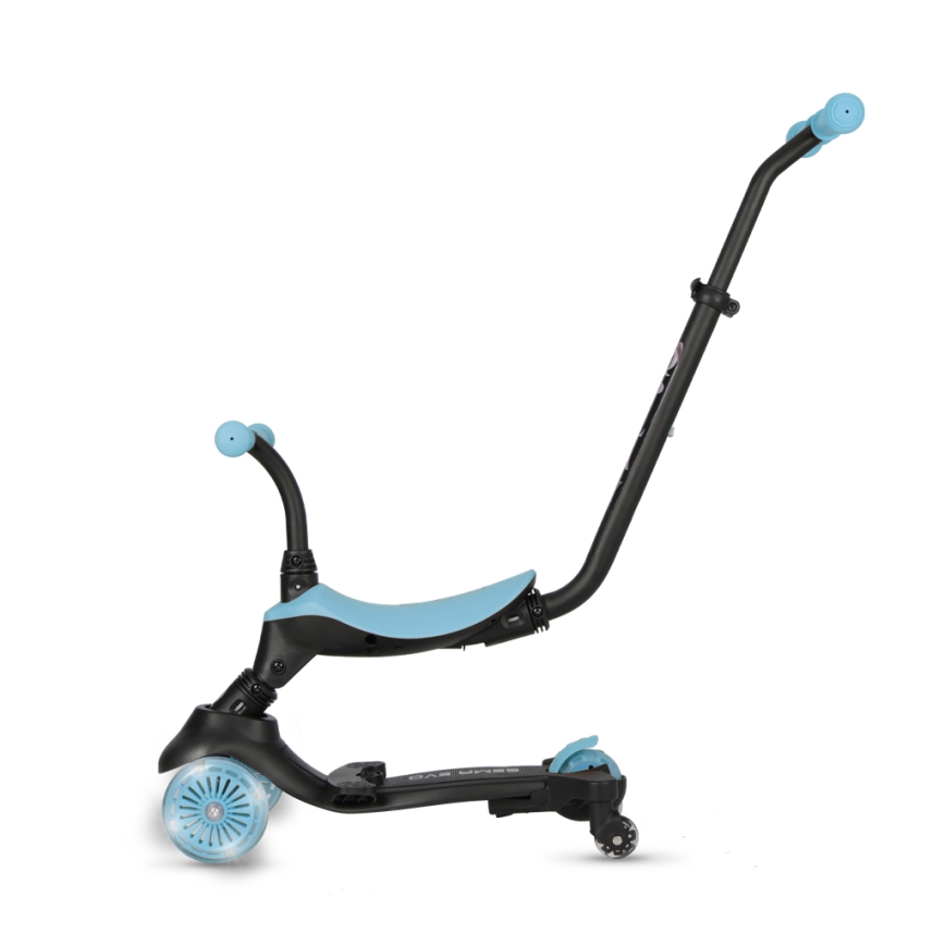 QPlay - Trotinetă pentru copii SEMA EVO 5 în 1 cu roți LED, albastru