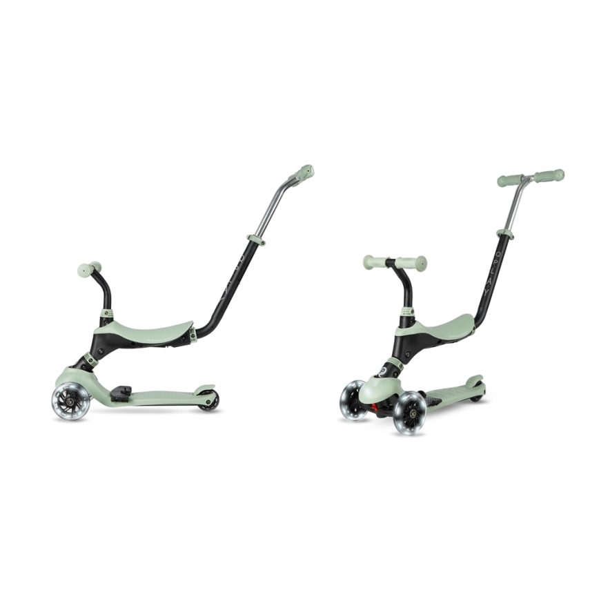 QPlay - Trotinetă pentru copii SEMA PRO 5-în-1 cu roți iluminate LED, verde