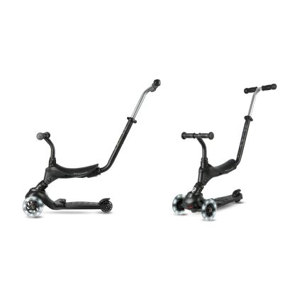 QPlay - Trotinetă pentru copii SEMA PRO 5în1 cu roți LED, neagră