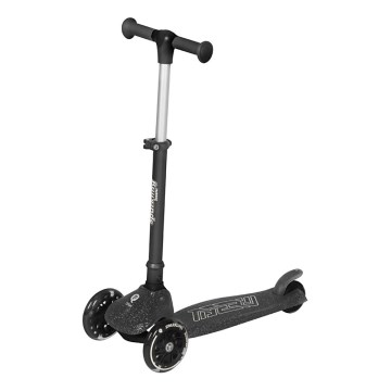 QPlay - Trotinetă pentru copii SPARKLING cu roți LED, neagră