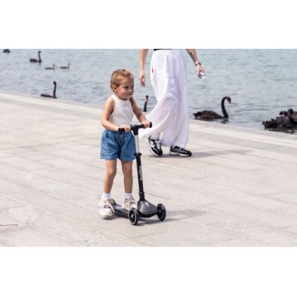 QPlay - Trotinetă pentru copii SPARKLING cu roți LED, neagră
