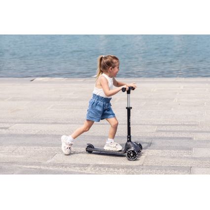 QPlay - Trotinetă pentru copii SPARKLING cu roți LED, neagră