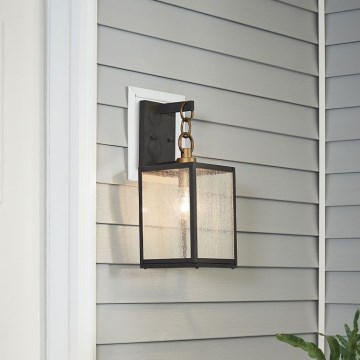 Quintiesse - Aplica de exterior LAHDEN M, 1xE27/60W/230V, IP44, negru/auriu