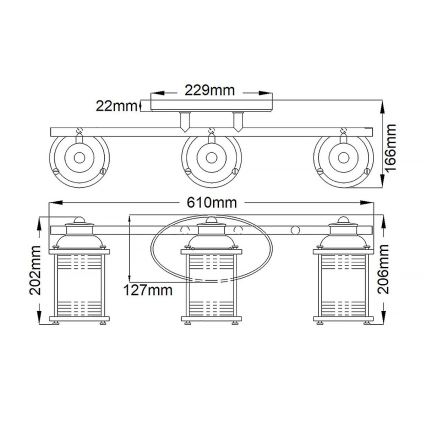 Quintiesse - Aplică de perete pentru exterior ASHLAND BAY 3xE27/60W/230V IP44, finisaj bronz