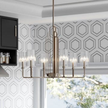 Quintiesse - Candelabru pe tijă KIMROSE, 6 x E14, 40 W, 230 V, diam. 68,6 cm, crom lucios