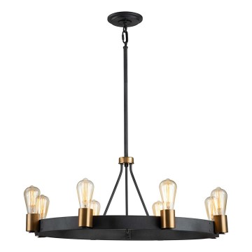 Quintiesse - Candelabru pe tijă SILAS 8xE27/60W/230V Ø 82,9 cm negru/auriu
