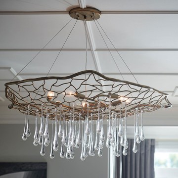 Quintiesse - Candelabru suspendat cu cablu LAGUNA, 6xE14/40W/230V, Ø 91,4 cm, auriu
