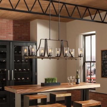 Quintiesse - Lustra cu tijă ANGELO 8xE27/60W/230V, finisaj stejar