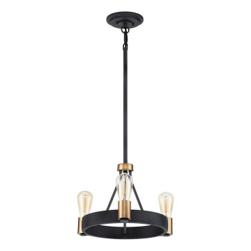 Quintiesse - Lustră pe tijă SILAS, 3x E27/60W/230V, Ø 42,2 cm, negru/auriu