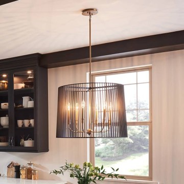 Quintiesse - Lustru pe tijă LINARA 6xE14/60W/230V Ø 66 cm negru/auriu