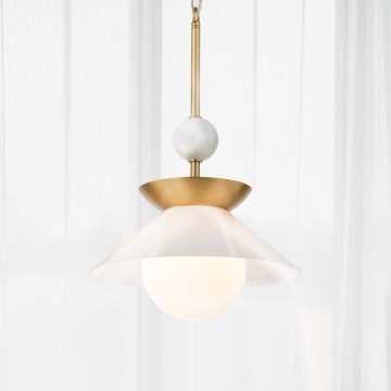 Quintiesse - Lustru pe tijă SAUCER M 1xE27/40W/230V Ø 36,6 cm, auriu