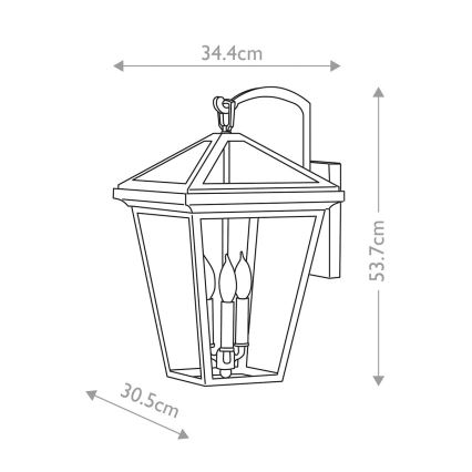 Quintiesse - Aplica de perete pentru exterior ALFORD L 3xE14/40W/230V IP44, neagră