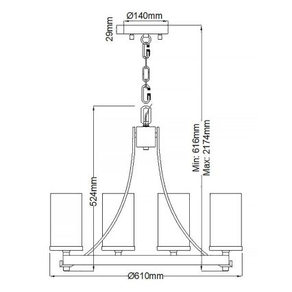 Quintiesse - Lustru pe lanț ANGELO 5xE27/60W/230V finisaj stejar