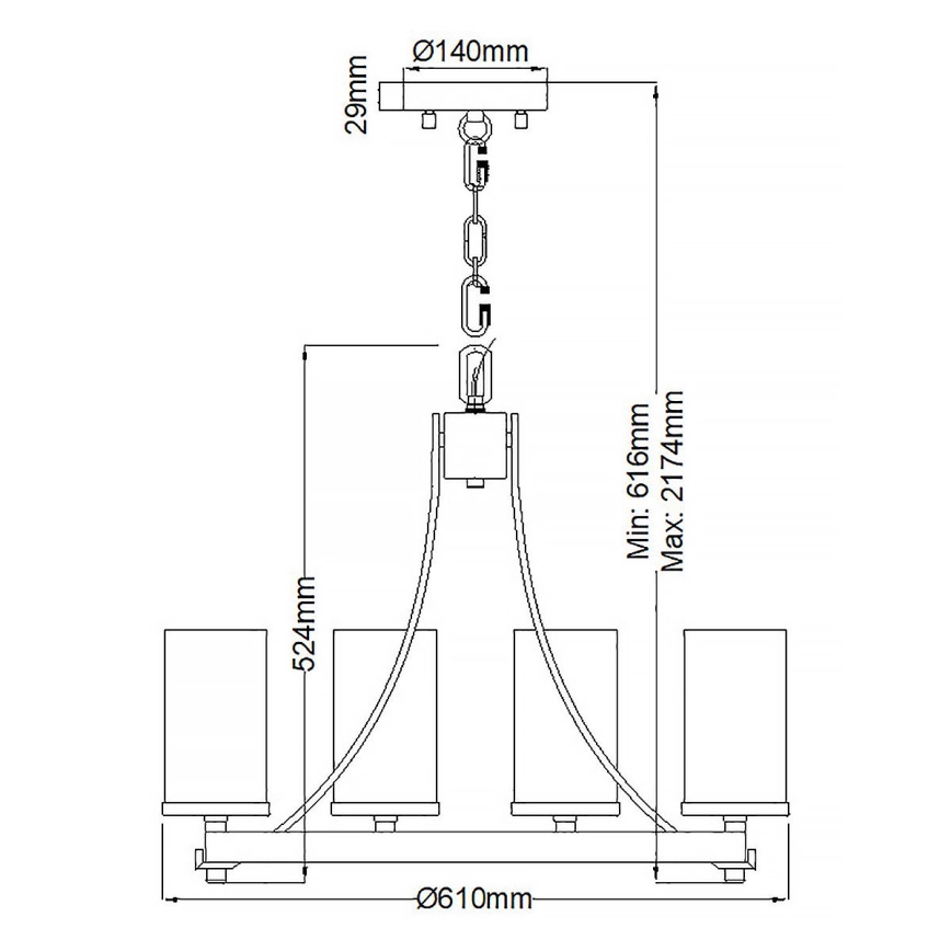 Quintiesse - Lustru pe lanț ANGELO 5xE27/60W/230V finisaj stejar
