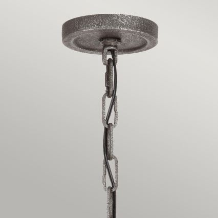 Lustră suspendată cu lanț ANGELO, 6xE27/60W/230V, decor stejar - Quintiesse