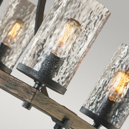 Quintiesse - Lustra cu tijă ANGELO 8xE27/60W/230V, finisaj stejar