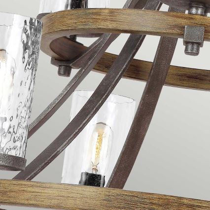 Quintiesse - Candelabru cu lanț ANGELO 9xE27/60W/230V, finisaj stejar