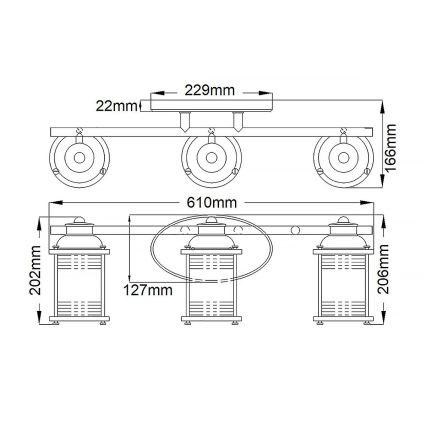 Quintiesse - Aplica de perete pentru exterior ASHLAND BAY 3xE27/60W/230V IP44 crom lucios