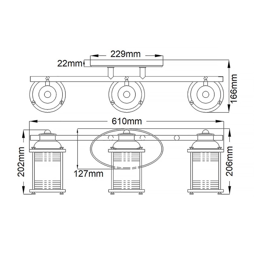 Quintiesse - Aplica de perete pentru exterior ASHLAND BAY 3xE27/60W/230V IP44 crom lucios