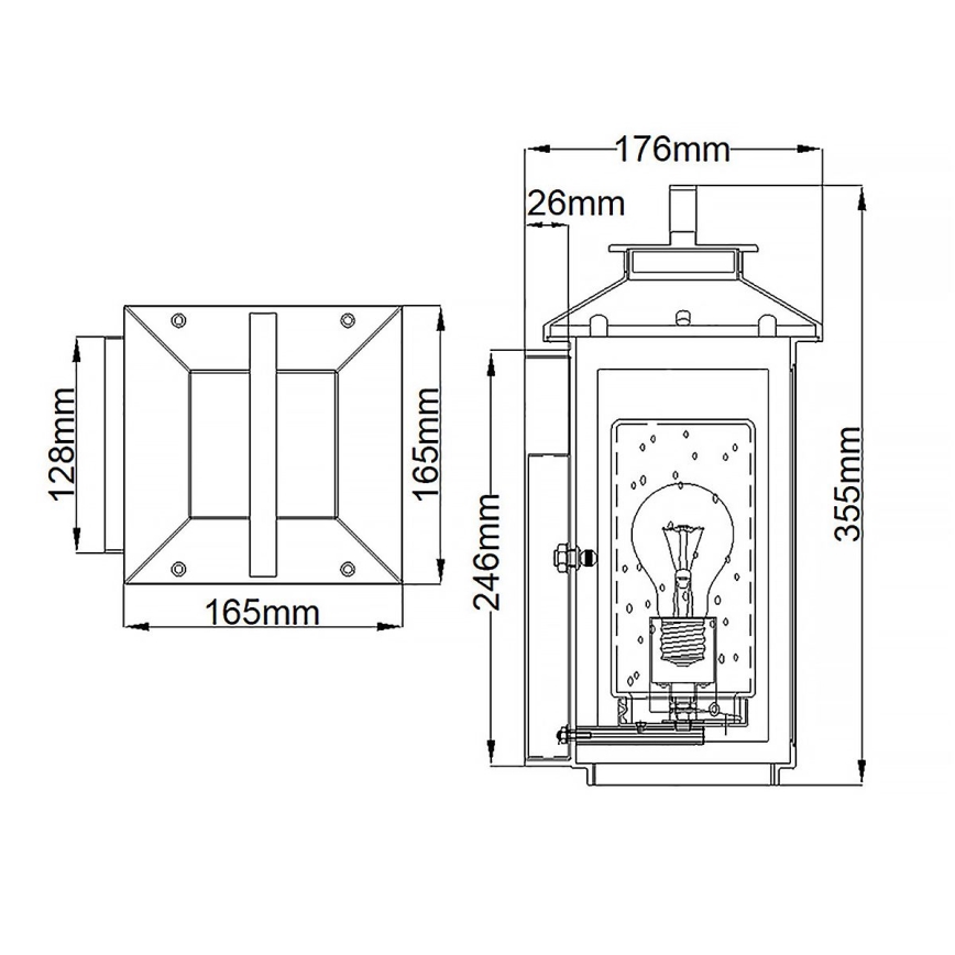 Quintiesse - Aplica de perete pentru exterior ATWATER S 1xE27/60W/230V IP44 negru