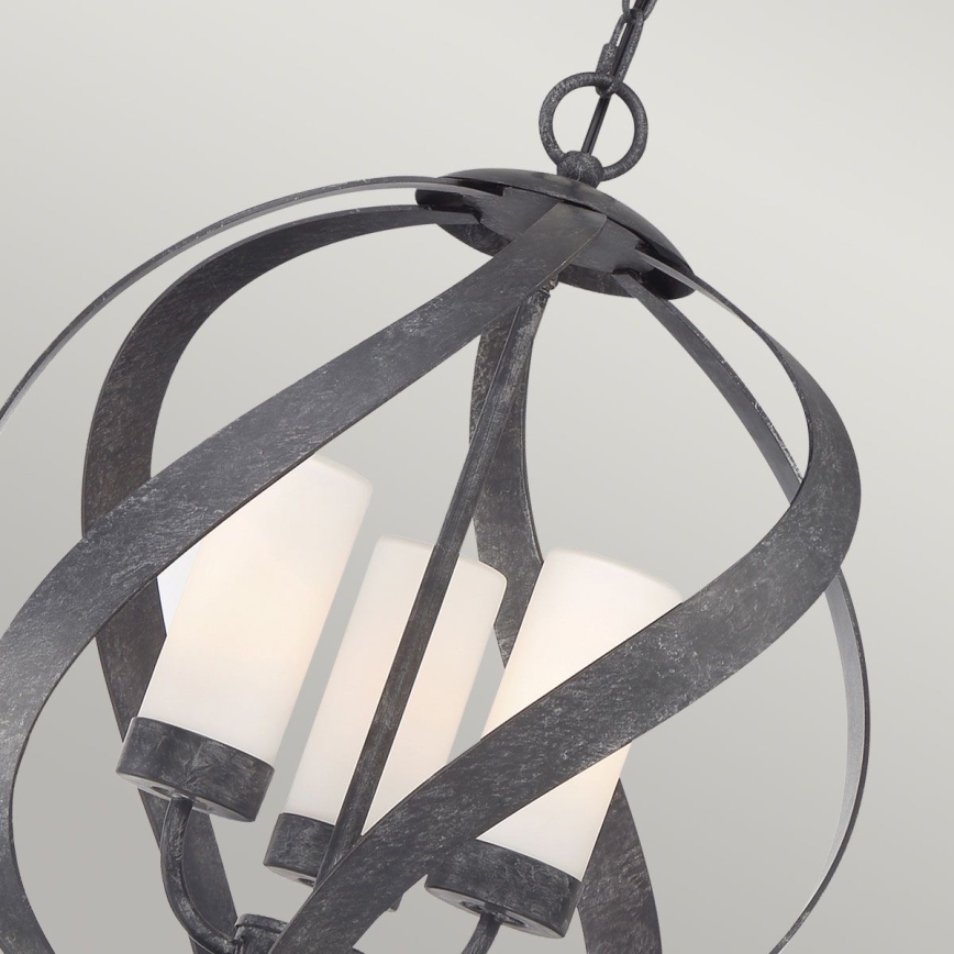Quintiesse - Lustră de exterior suspendată pe lanț BLACKSMITH 3xE14/40W/230V, diametru 40,7 cm, IP44, negru