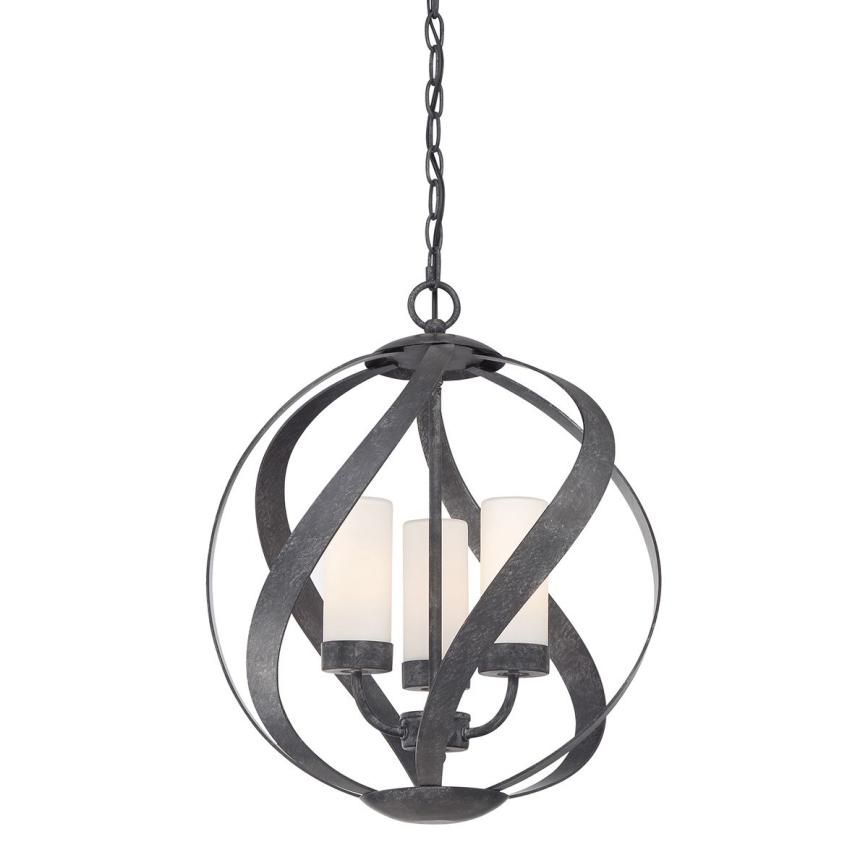 Quintiesse - Lustră de exterior suspendată pe lanț BLACKSMITH 3xE14/40W/230V, diametru 40,7 cm, IP44, negru