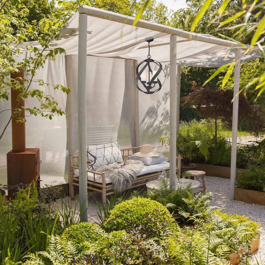 Quintiesse - Lustră de exterior suspendată pe lanț BLACKSMITH 3xE14/40W/230V, diametru 40,7 cm, IP44, negru