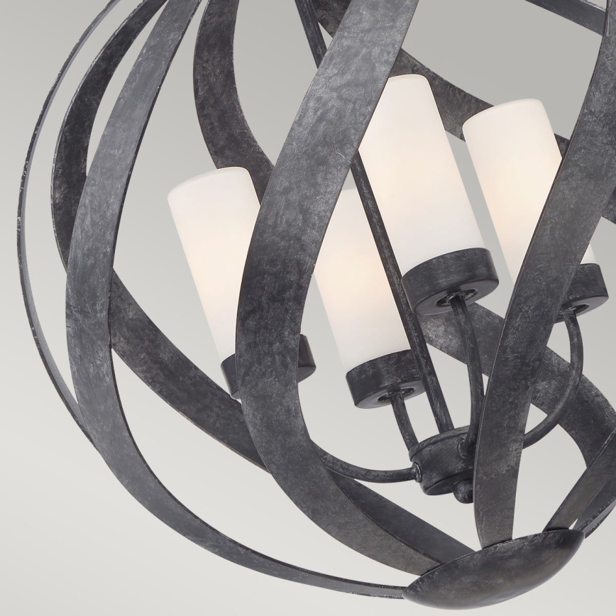 Quintiesse - Candelabru exterior cu lanț BLACKSMITH, 4xE14/40W/230V, Ø 50,1 cm, IP44, negru