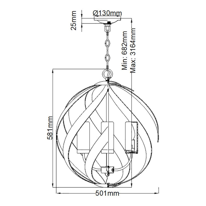 Quintiesse - Candelabru exterior cu lanț BLACKSMITH, 4xE14/40W/230V, Ø 50,1 cm, IP44, negru