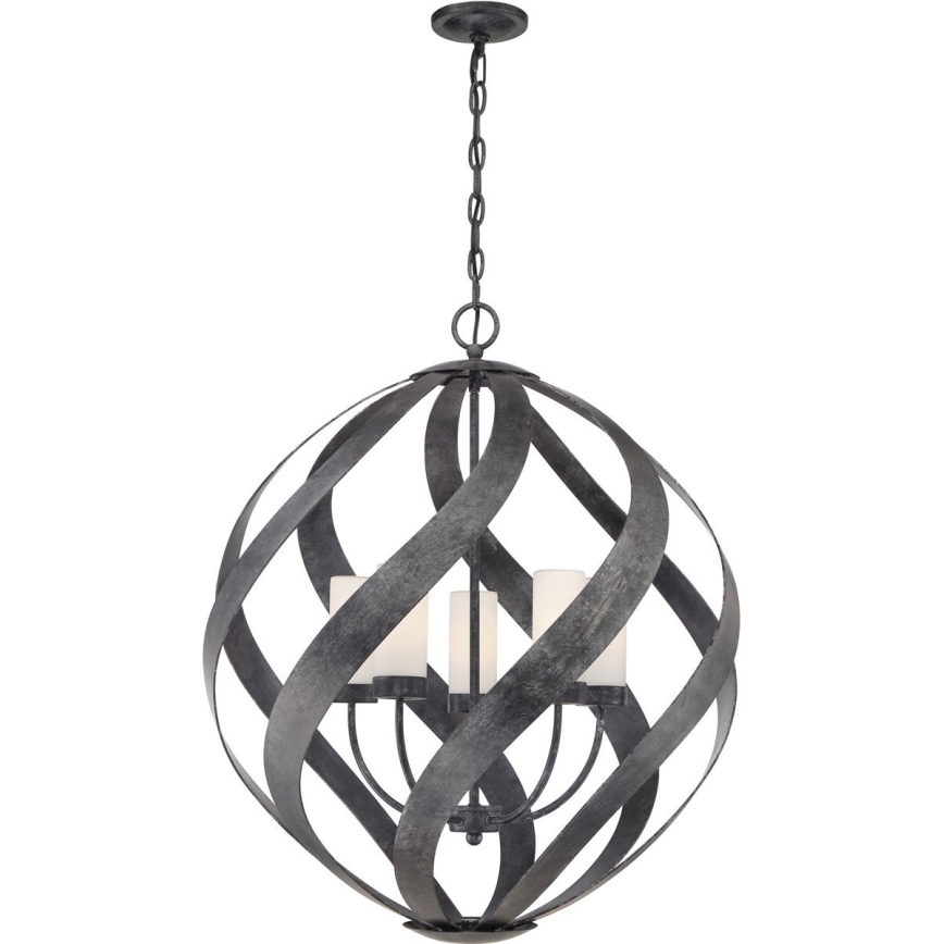 Quintiesse - Candelabru exterior suspendat pe lanț BLACKSMITH, 5xE14/40W/230V, Ø 66,4 cm, IP44, negru