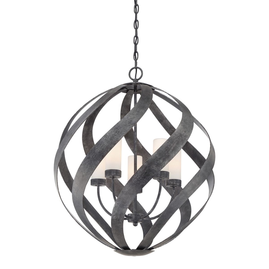 Quintiesse - Candelabru exterior suspendat pe lanț BLACKSMITH, 5xE14/40W/230V, Ø 66,4 cm, IP44, negru