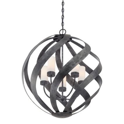 Quintiesse - Candelabru exterior suspendat pe lanț BLACKSMITH, 5xE14/40W/230V, Ø 66,4 cm, IP44, negru
