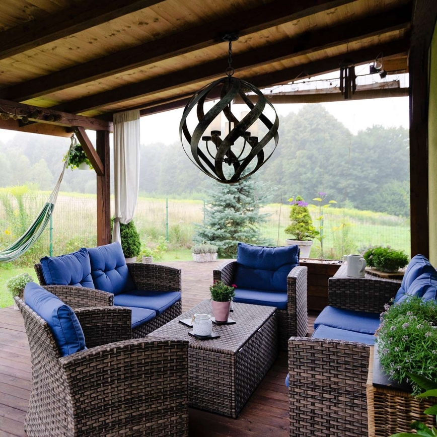 Quintiesse - Candelabru exterior suspendat pe lanț BLACKSMITH, 5xE14/40W/230V, Ø 66,4 cm, IP44, negru