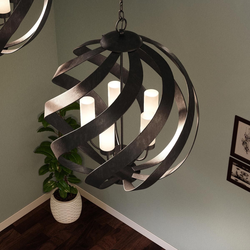 Quintiesse - Candelabru exterior suspendat pe lanț BLACKSMITH, 5xE14/40W/230V, Ø 66,4 cm, IP44, negru