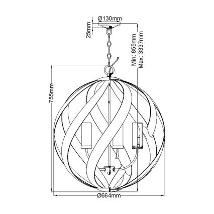 Quintiesse - Candelabru exterior suspendat pe lanț BLACKSMITH, 5xE14/40W/230V, Ø 66,4 cm, IP44, negru