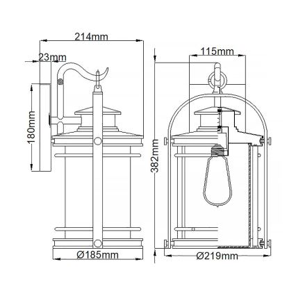 Quintiesse - Aplică de perete pentru exterior BOOKER M 1xE27/60W/230V IP44 crom mat