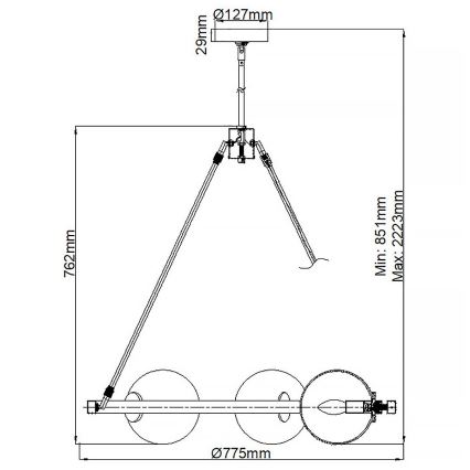 Quintiesse - Lustră pe tijă HARPER 5xE14/60W/230V, diam. 77,5 cm, crom lucios/fumuriu