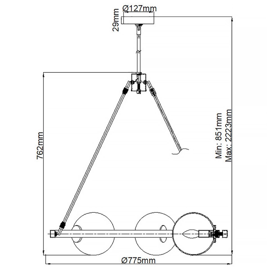 Quintiesse - Lustră pe tijă HARPER 5xE14/60W/230V, diam. 77,5 cm, crom lucios/fumuriu