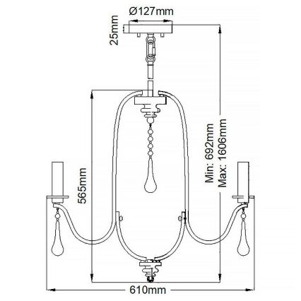 Quintiesse - Lustră cu tijă KARLEE 5xE14/60W/230V Ø 61 cm, crom mat