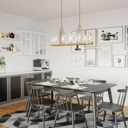 Quintiesse - Lustru cu tijă KIMROSE 10xE14/40W/230V, auriu