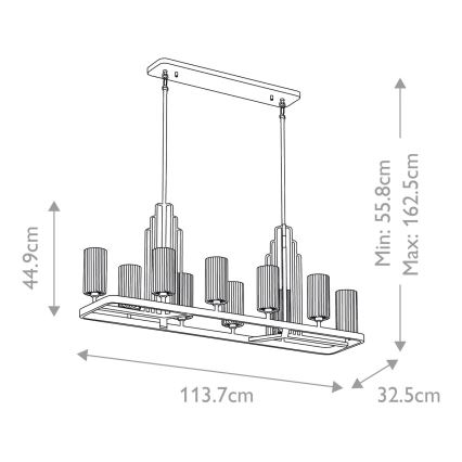 Quintiesse - Candelabru pe tijă KIMROSE, 10 x E14, 40 W, 230 V, crom mat