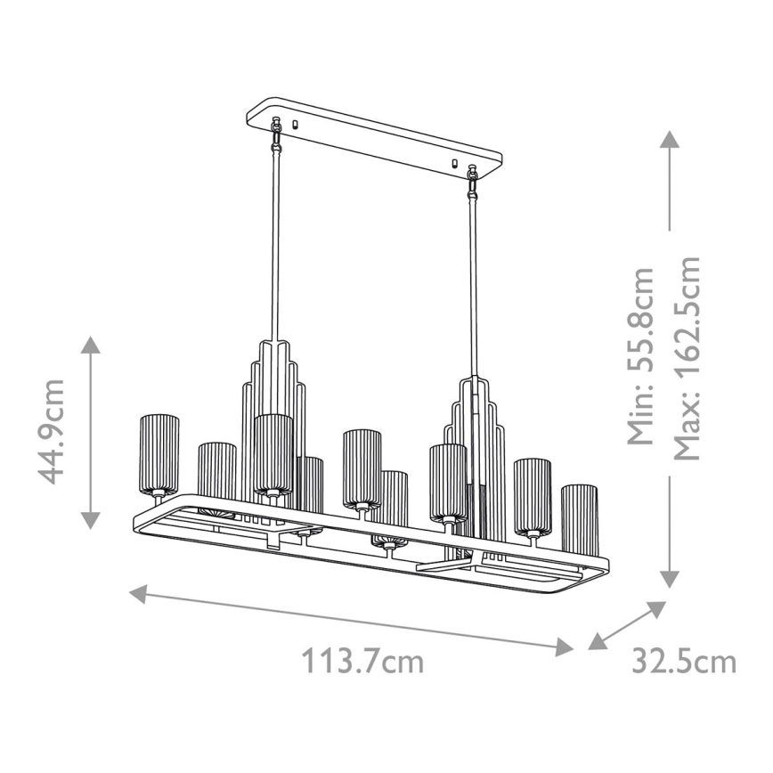 Quintiesse - Candelabru pe tijă KIMROSE, 10 x E14, 40 W, 230 V, crom mat