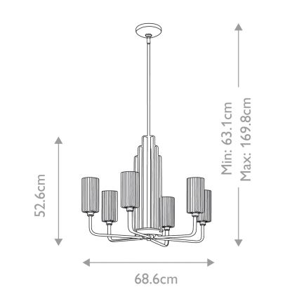 Quintiesse - Lustră pe tijă KIMROSE, 6xE14/40W/230V, Ø 68,6 cm, auriu