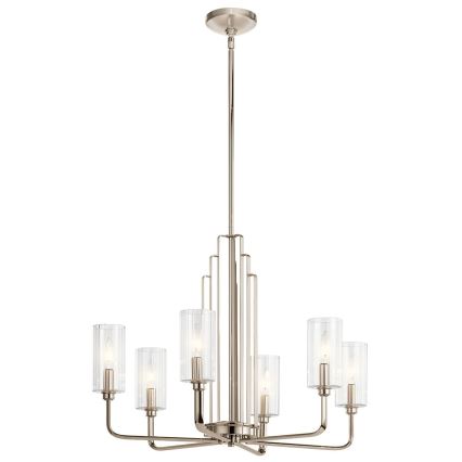 Quintiesse - Candelabru pe tijă KIMROSE, 6 x E14, 40 W, 230 V, diam. 68,6 cm, crom lucios