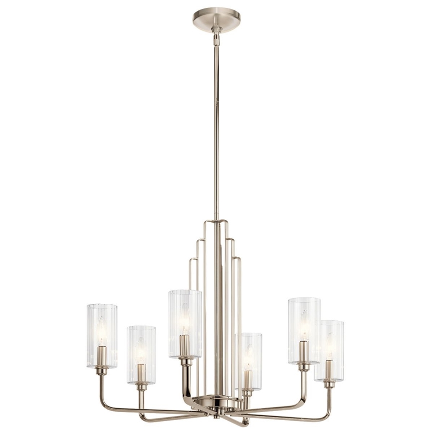 Quintiesse - Candelabru pe tijă KIMROSE, 6 x E14, 40 W, 230 V, diam. 68,6 cm, crom lucios