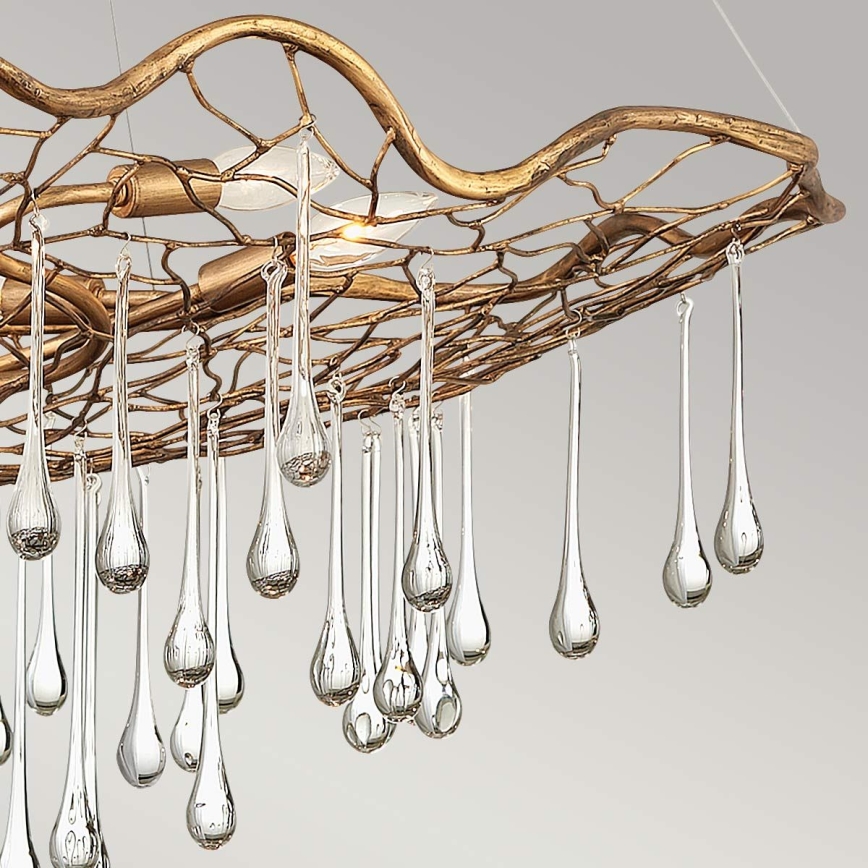 Quintiesse - Candelabru suspendat cu cablu LAGUNA, 6xE14/40W/230V, Ø 91,4 cm, auriu