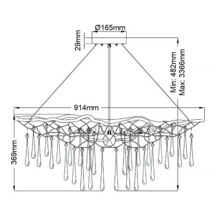 Quintiesse - Candelabru suspendat cu cablu LAGUNA, 6xE14/40W/230V, Ø 91,4 cm, auriu