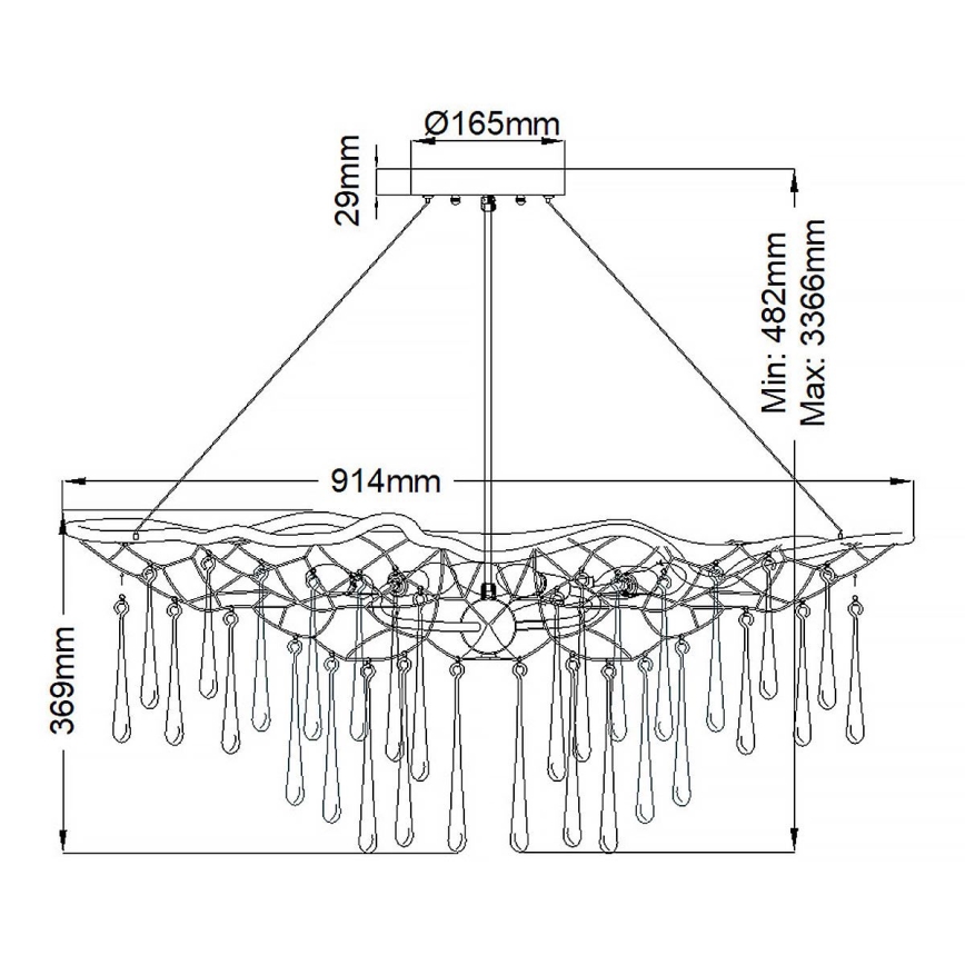 Quintiesse - Candelabru suspendat cu cablu LAGUNA, 6xE14/40W/230V, Ø 91,4 cm, auriu