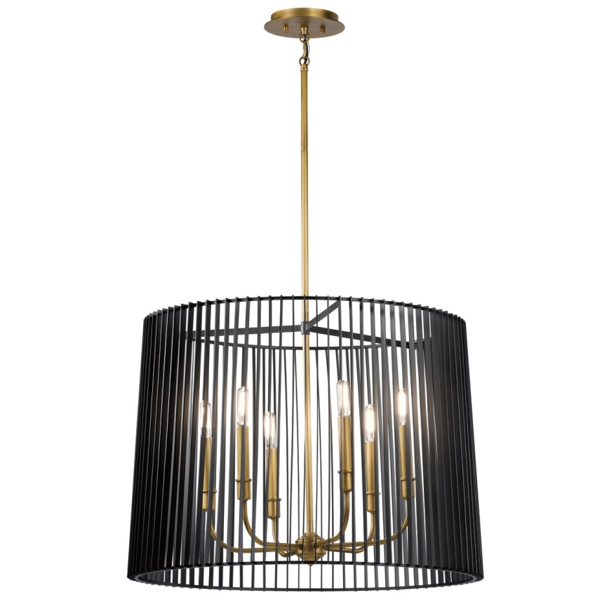Quintiesse - Lustru pe tijă LINARA 6xE14/60W/230V Ø 66 cm negru/auriu